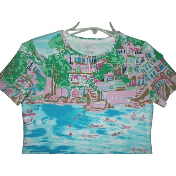 Talbots Tee Womens Size Small Italy Lake Como Destination Print the t-shirt top - Picture 4 of 10